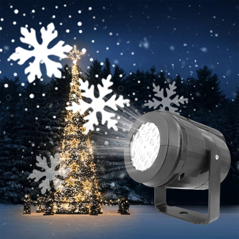 Christmas Snowflake Projector Lamp Led Fairy Lights for Bedroom Rotating Dynamic White Snow Projection Indoor New Year Ornaments