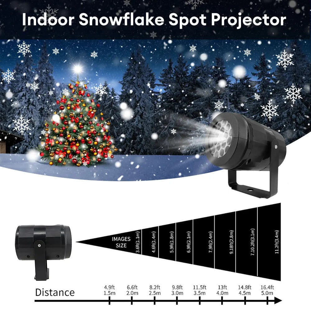 Christmas Snowflake Projector Lamp Led Fairy Lights for Bedroom Rotating Dynamic White Snow Projection Indoor New Year Ornaments